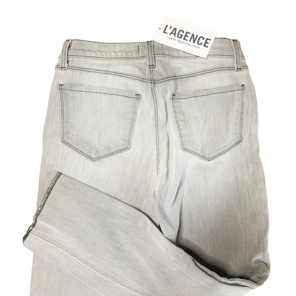 NEW L'AGENCE Straight Jeans 25 Gray Contrast Hem Ankle - Picture 4 of 8